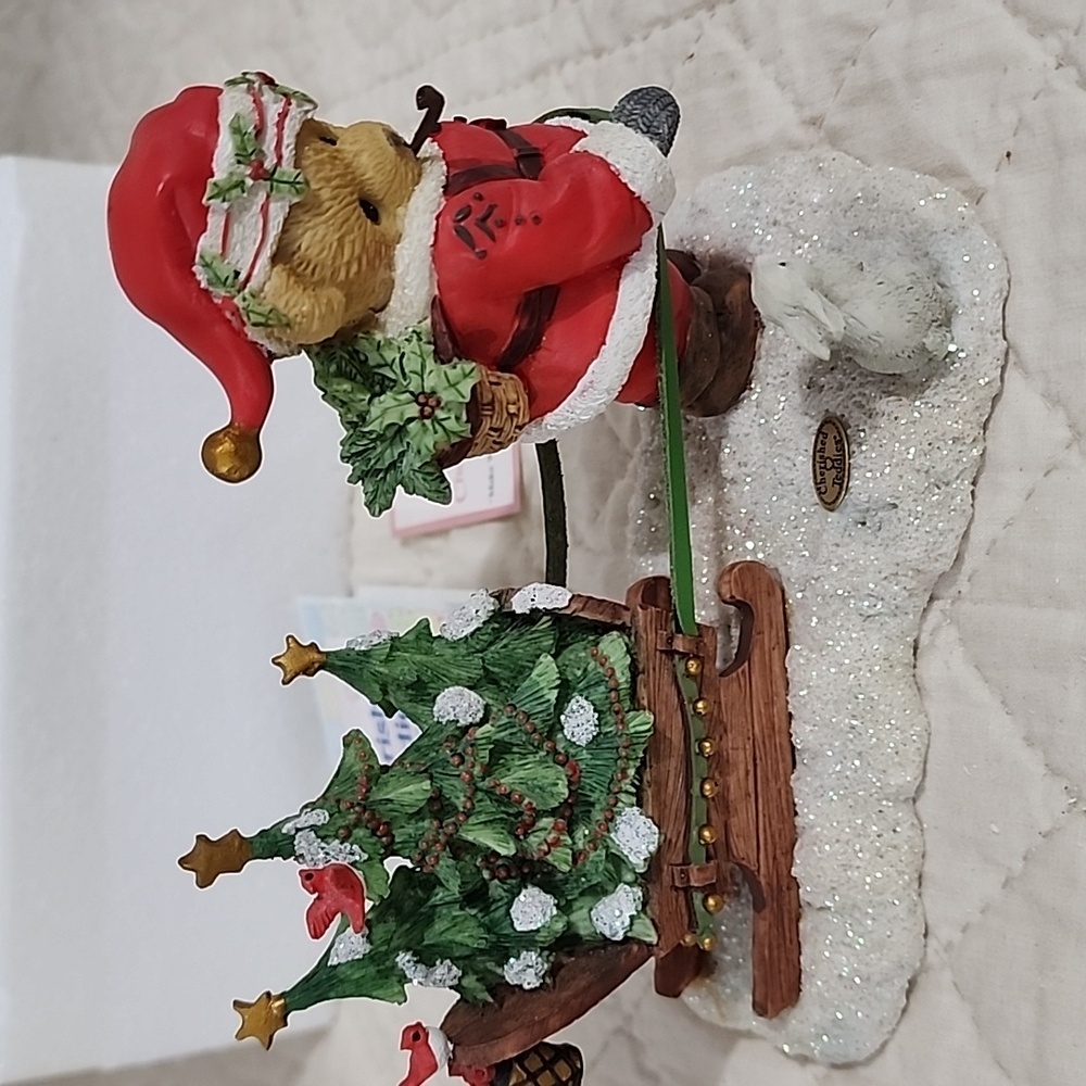Cherished Teddies Santa with Sleigh Figurine. Santa Series